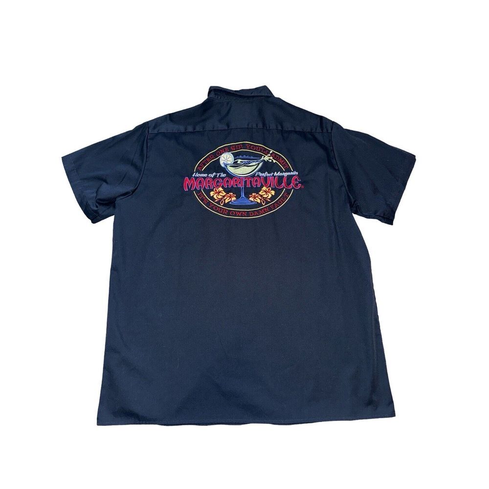 Jimmy Buffett Margaritaville Shirt XL Embroidered‎ Button Up Navy Blue 2 Pocket